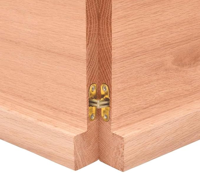 Light Brown Solid Oak Wood Bathroom Vanity Top 47.2"x23.6"x(0.8"-1.6") with Varnished Surface and Live Edge Handmade for Shelf or Desk