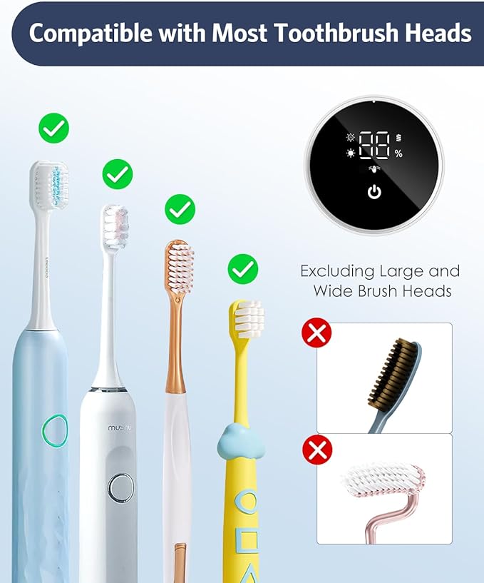 Upgraded UV Toothbrush Cleaner Holder Wall Mounted, Temracha Razor Electric Toothbrush Holder for Bathroom, LED Smart Screen, with Auto-Inductive Cover, Cleaning and 60-Degree Drying, for Home, Travel
