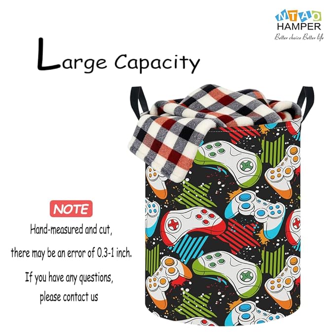 NTAOHAMPER Laundry Hamper,Laundry Basket,Baby Nursery Hamper,Waterproof Storage Bin,Clothes Organizer Basket,Room Decor(Game)