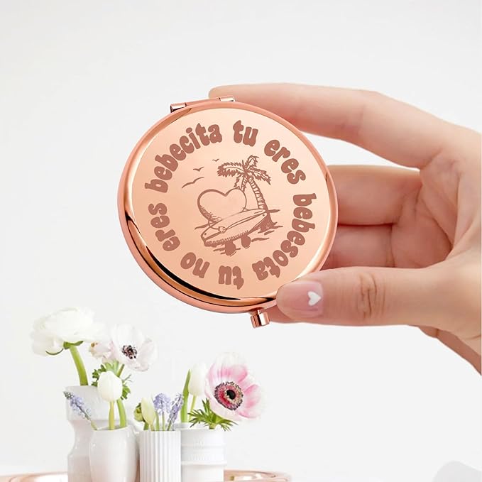 KEYCHIN Tu No Eres Bebecita Eres Bebesota Pocket Mirror Latin Music Fans Gifts Latin Song Lyric Compact Makeup Mirror (Tu No Eres-RG)