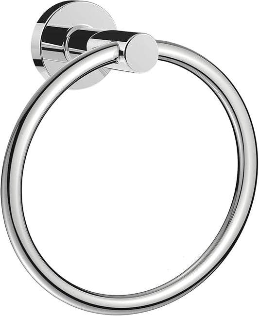 WOOPHEN Hand Towel Ring, Thicken Stainless Steel Bath Towel Holder Modern Round Towel Hanger Wall Mounted for Bathroom, Kitchen (Chrome Finish)