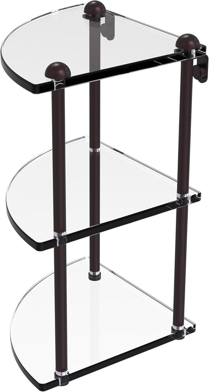 Allied Brass RC-6-ABZ Three Tier Corner Glass Shelf, Antique Bronze