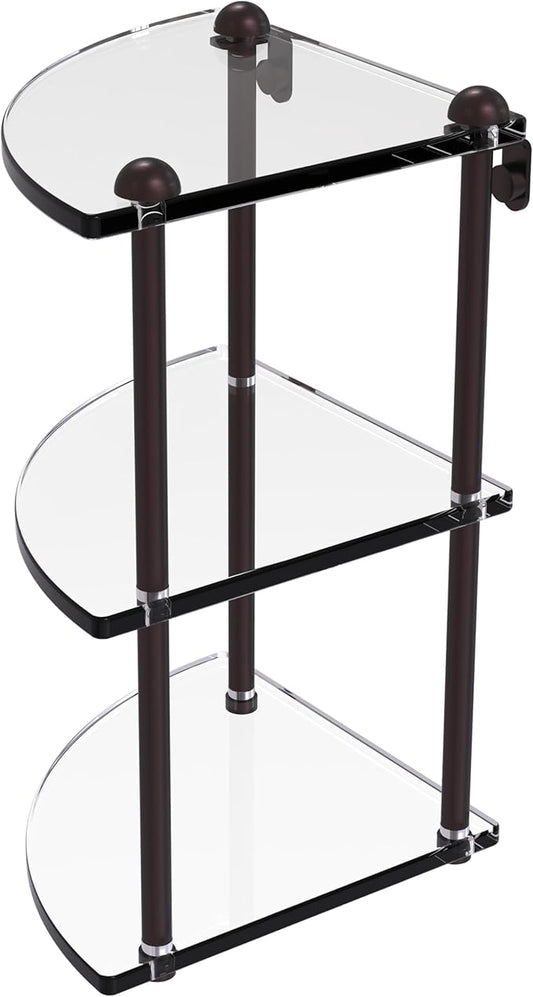 Allied Brass RC-6-ABZ Three Tier Corner Glass Shelf, Antique Bronze