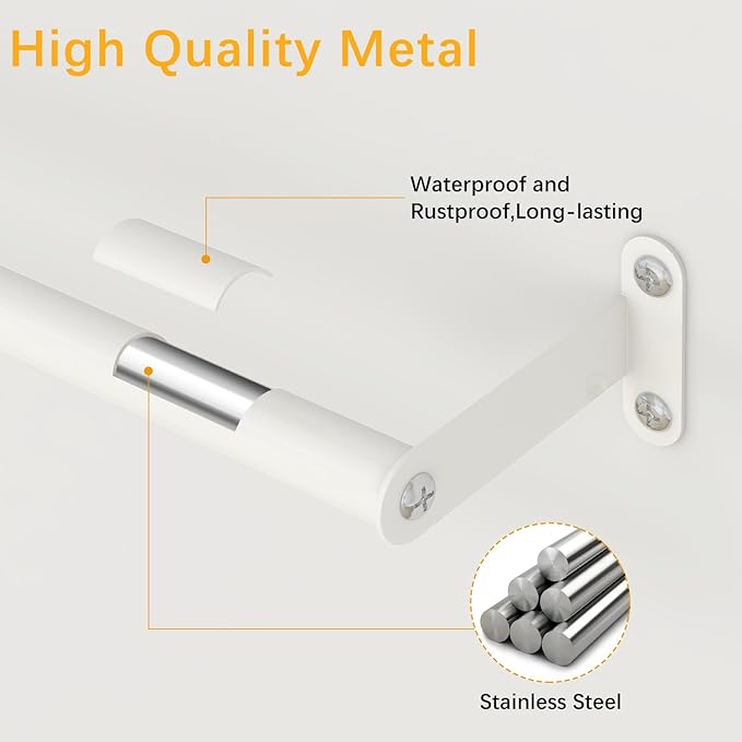 MKO Towel Rods for Bathroom, White Towel Bar, 24-Inch Single Towel Rack for Bathroom Wall Mounted Hanging Bath Towels