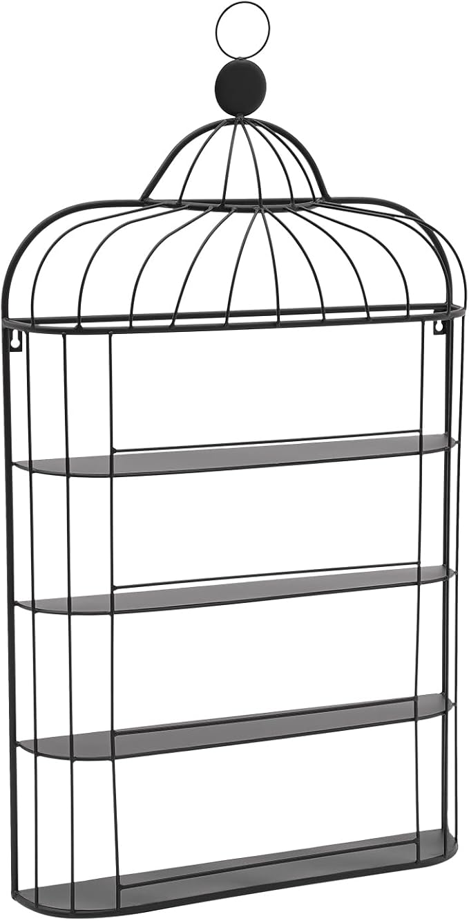 Nail Polish Organizer Wall Mounted, 4-Tier Nail Polish Storage Rack, Metal Nail Polish Storage Holder, Multifunctional Organizer for Essential Oil Perfume Lipsticks at Home Salon Spa(Black)