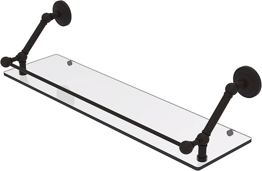 Allied Brass PQN-1-30-GAL-ORB Prestige Que New 30 Inch Floating Glass Gallery Rail Shelf, Oil Rubbed Bronze