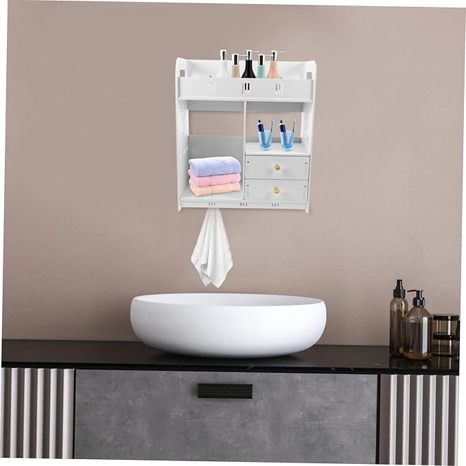 ABOOFAN Wall-Mounted Makeup Organizer Rustic Storage Shelf for Bathroom Kitchen Easy to Install Wall Decor Rack Multi Holder for Cosmetics Toiletries