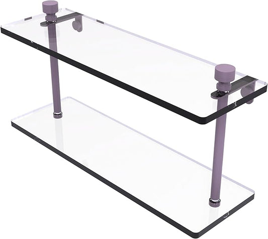 Allied Brass FT-2/16-LVN Foxtrot Collection 16 Inch Two Tiered Glass Shelf, Lavender
