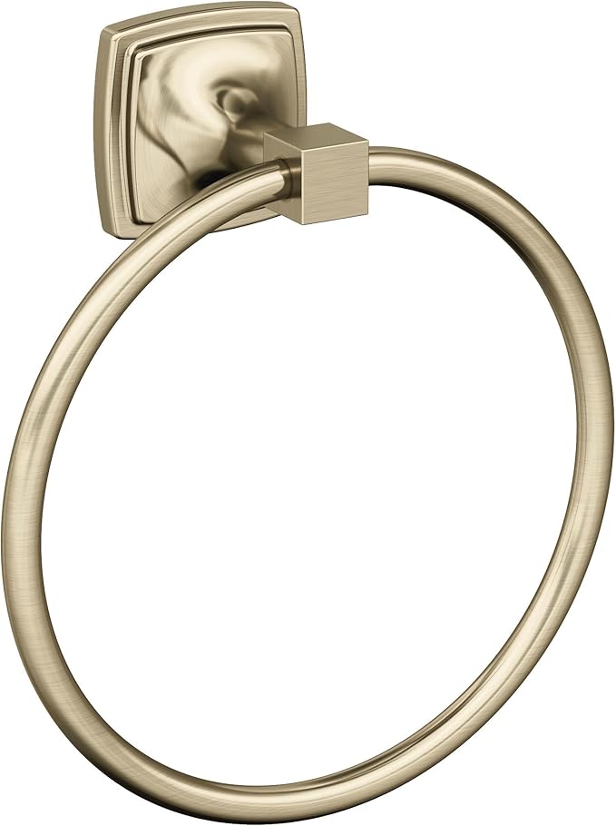 Amerock BH36092BBZ | Golden Champagne Towel Ring | 7-9/16 in (192 mm) Length Towel Holder | Stature |Hand Towel Holder for Bathroom Wall |Small Kitchen |Bath Accessories,Golden Champagne