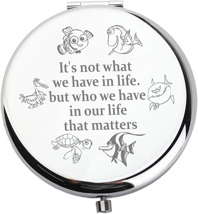 WUSUANED Funny Fish Nemo Makeup Mirror Cartoon Inspired Mirro r Dory Fish Lover Gift Cartoon Fan Gift Clownfish Lover Gifts (Clownfish Mirror Steel)