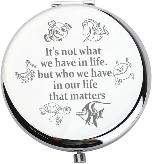 WUSUANED Funny Fish Nemo Makeup Mirror Cartoon Inspired Mirro r Dory Fish Lover Gift Cartoon Fan Gift Clownfish Lover Gifts (Clownfish Mirror Steel)