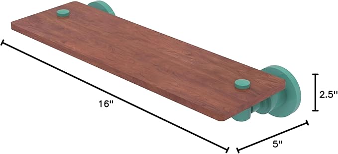 Allied Brass WS-1-16-IRW-SFG Washington Square Collection 16 Inch Solid IPE Ironwood Shelf, Sea Foam Green