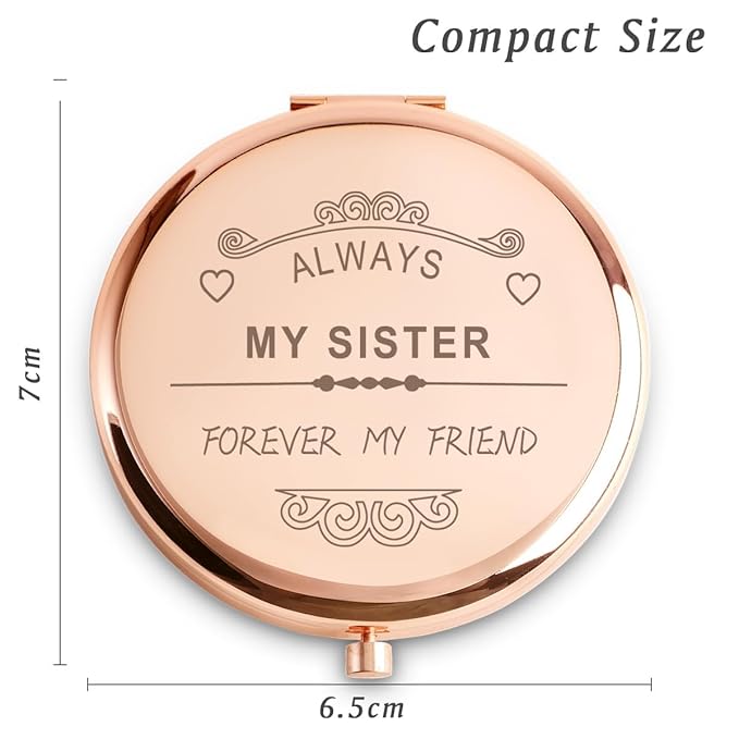 Friendship Gifts for Women Girls, Personalized Gifts for Friends BBF Bestie, Custom Compact Mirror for Birthday, Mothers Day, Graduation, Basket Stuffers