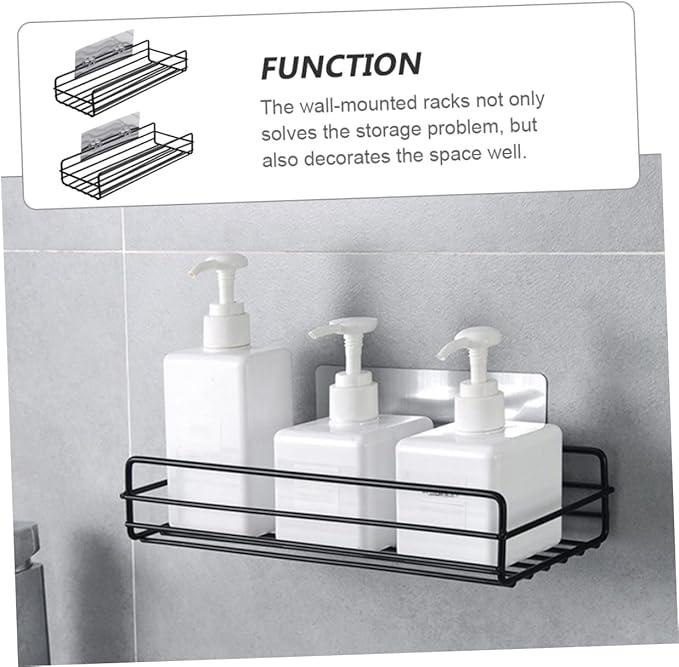 PRETYZOOM 2pcs Bathroom Shelf Organizer Wall-Mounted Storage Racks Iron Display Racks for Bathroom Kitchen