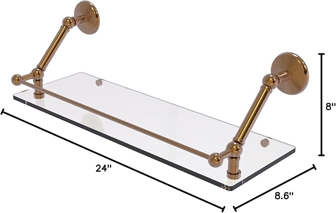 Allied Brass PMC-1-24-GAL Prestige Monte Carlo 24 Inch Floating Gallery Rail Glass Shelf, Brushed Bronze
