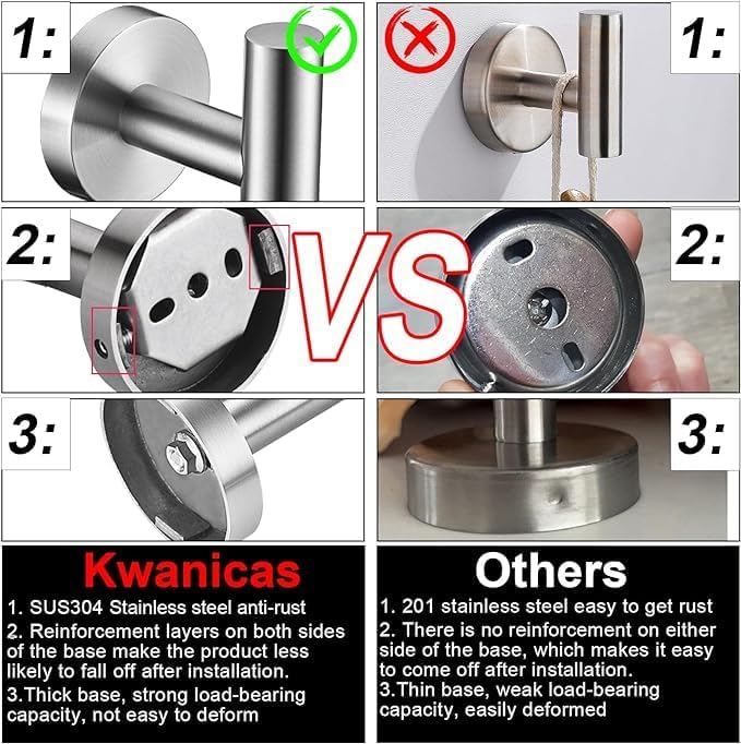 12 Pieces Brushed Nickel Bathroom Hardware Accessories Set Hand Towel Ring 16&23.6 inch Round Towel Bar Silver Toilet Paper Holder Towel Hooks 4 Pieces SUS 304 Stainless Steel,Heavy Duty,Wall Mounted