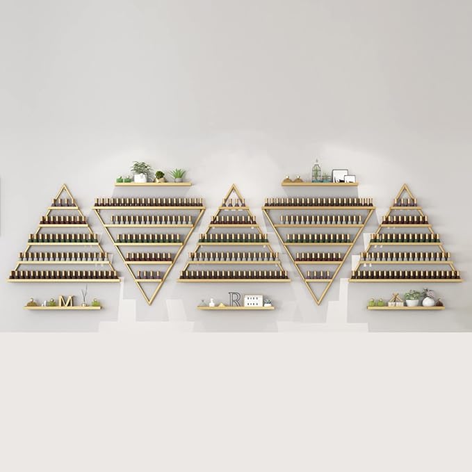 Nail Polish Rack Wall Mounted Perfume Organizer Shelves ,Triangle Nail Polish Metal Holder Essential Oil Display Case Shelf for Home Salon Business Spa, Cosmetics Bottles Storage Cabinet Spice Rack