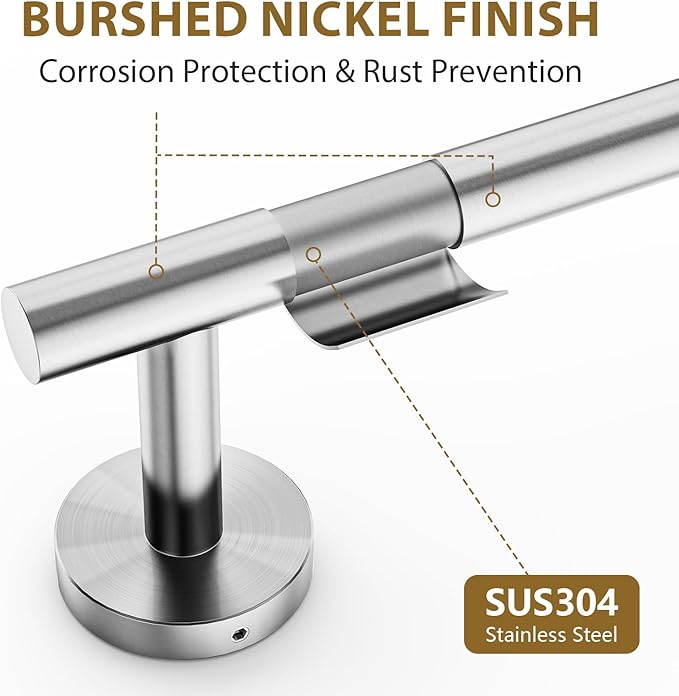 Luxbaro 18 Inch Brushed Nickel Towel Bar, Thicken Towel Rack for Bathroom Wall Mounted, SUS304 Stainless Steel Towel Rod, Modern Home Decor (Total Length 20 Inch)