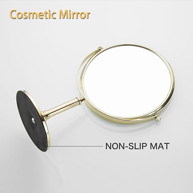Airemoon 10x Magnifying Makeup Mirror, Standing 360-Degree Rotating Makeup Mirror, 8-Inch Gold Frame Shaving Mirror, 13-Inch Length × 9-Inch Width Beauty Mirror