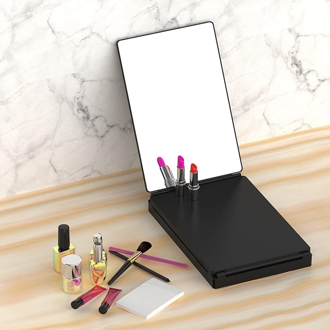 OLIBUY 5 Way Mirror, 360 Mirror for Self Hair Cutting and Brading Hair, Clear Anti-Fog HD Glass, USB Rechargeable, Portable Height Adjustable Telescoping Hooks