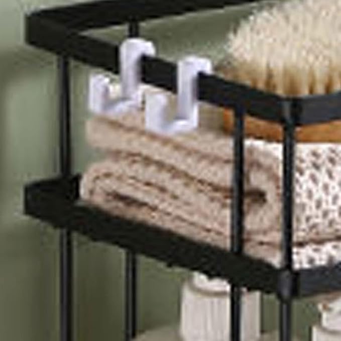 Pongnas Large Capacity Iron Toilet Shelf for Bathroom with Nail Installation, Practical Design (Single Layer Black)