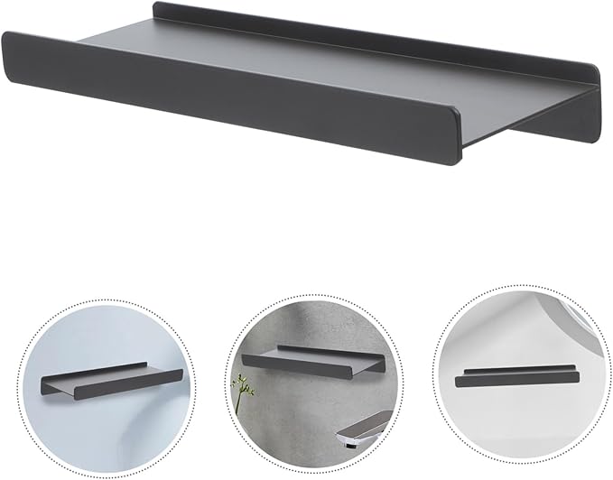 Zerodeko Bathroom Shelf Aluminum Alloy Floating Wall-Mounted Rack for Space-Saving Storage Bathroom Mirror Front Organizer Partitioned Design for Makeup and Grooming Items