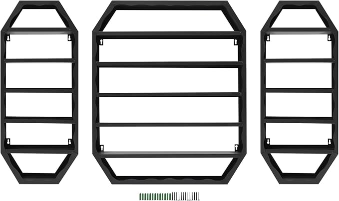 Nail Polish Organizer Wall Mounted, 3Pcs 6-Tier Nail Polish Storage Rack, Metal Nail Polish Storage Holder, Multifunctional Organizer for Essential Oil Perfume at Home Salon Spa(Black)