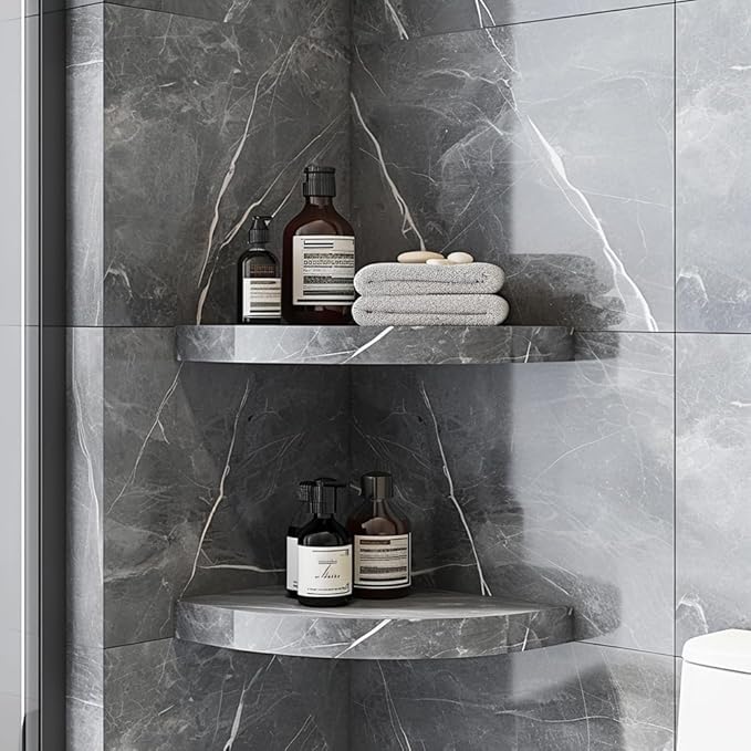 9'' x 9'' x 0.75 Thickness Premium Marble Corner Shelves for Bathroom Wall