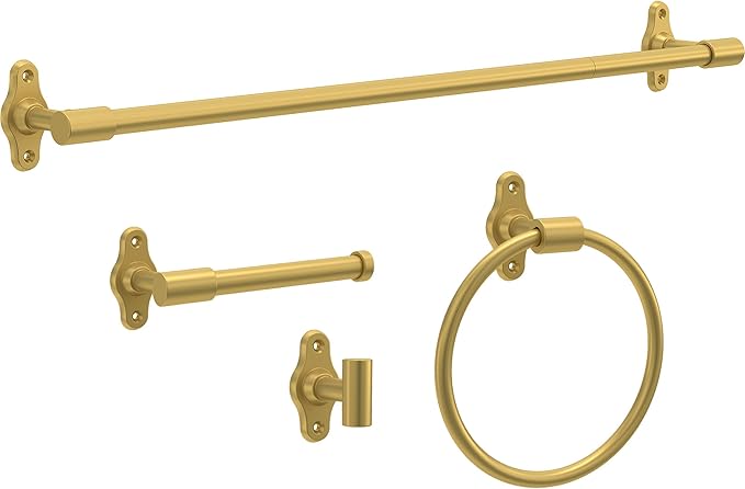 Franklin Brass Calloway (1-Pack) 18'' Towel Rack w/ 6" Extender for Bathroom Satin Gold Towel Bar for Bathroom Wall Mounted Towel Holder Rod CLWY26-SG