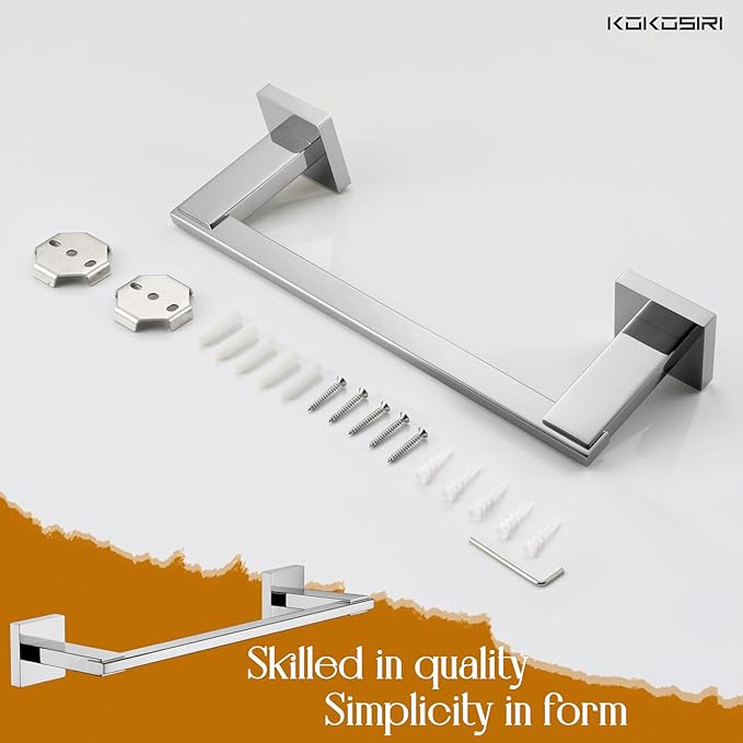 KOKOSIRI 16 Inch Bath Towel Bars Bathroom Towel Holder Towel Rail Kitchen Towel Hanger Necklace Holder Bathroom Accessories Stainless Steel Wall Mounted Polished Chrome B4006CH-L16