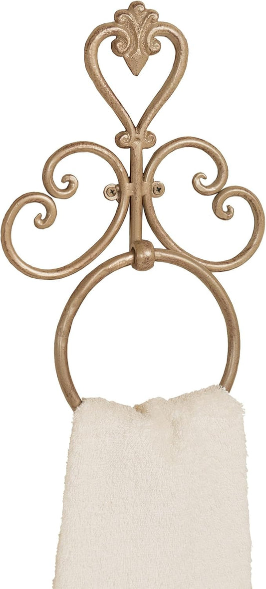 Aldabella Handpainted Towel Ring Satin Gold - 13.5 Inches High