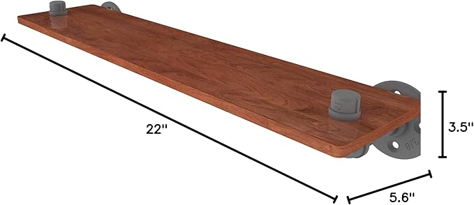 Allied Brass P-450-22-WS Pipeline Collection 22 Inch Ironwood Wood Shelf, Matte Gray