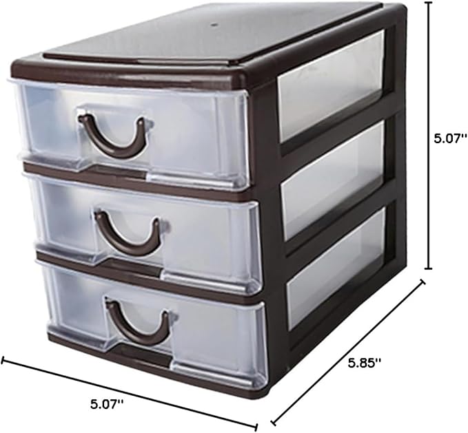 Multifunctional Plastic Storage Box with Drawer Handle Translucent Desktop Organizer for Office Cosmetics and Sundries Compact 6.88X5.90X5.11 Inch