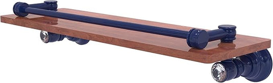 Allied Brass CC-1-16-GAL-IRW-MBL Carolina Crystal Collection 16 Inch Wood Shelf with Gallery Rail, Mediterranean Blue