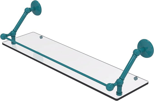 Allied Brass PMC-1-30-GAL-GLT Prestige Monte Carlo 30 Inch Floating Glass Shelf with Gallery Rail, Glokzin Teal