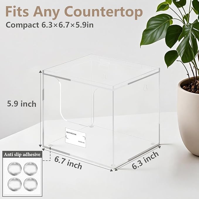 Disposable Face Towel Holder Box, Acrylic Storage Box for Face Towels XL, Makeup Organizer with Lid, Clear Acrylic Face Towel Holder for Bathroom, Vanity Makeup