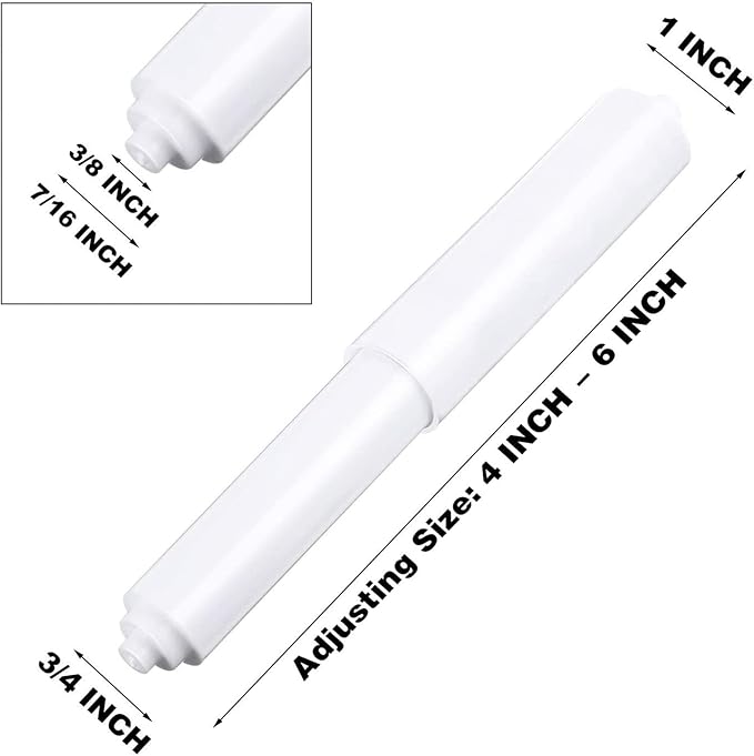 Shappy 2 Pcs Universal Toilet Paper Holder Replacement Rod Spring Loaded Plastic Retractable Paper Replacement Rod Toilet Tissue Roll Holder Insert for Bathroom Home Fixture Accessories(White)