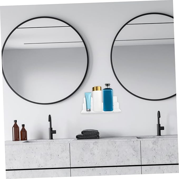 Uonlytech 2 Pcs Wall-Mounted Acrylic Storage Racks No Drill Hanging Shelf for Bathroom and Kitchen Waterproof Organizer for Sundries Easy Installation Space-Saving Design