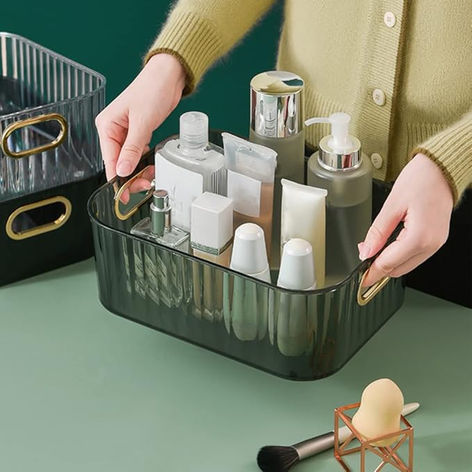 Lurrose Makeup Storage Organizer Box Clear Desktop Cosmetic Organizer for Skincare Tools and Small Sundries 10.86X8.22X3.93 Inch No Lid