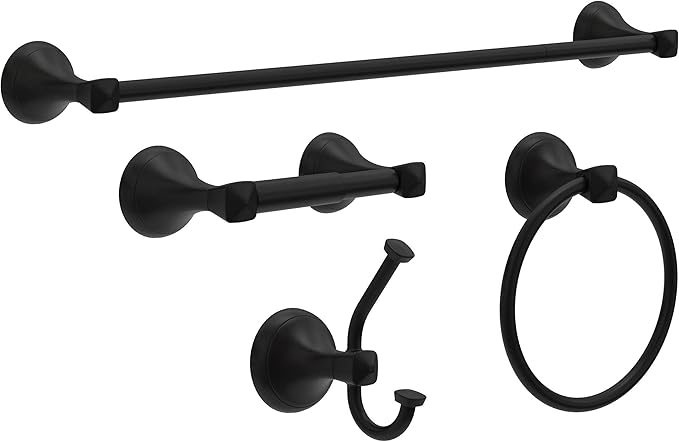 Delta Esato (1-Pack) Hand Towel Holder Matte Black Towel Racks for Bathroom Wall Round Towel Ring Holder for Bath Towel Hanger for Kitchen, Bathroom Accessories ESA46-MB