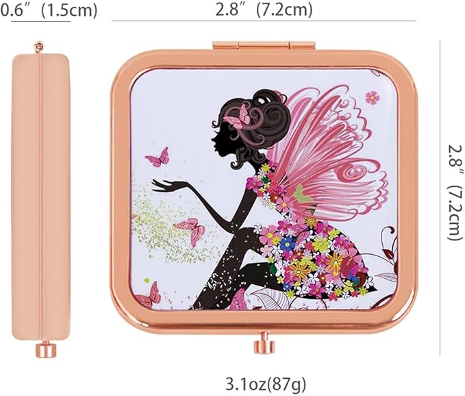 Pocket Mirror for Women Small Travel Mirror Magnifying Purse Mirror Compact Unique Gift Rose Gold