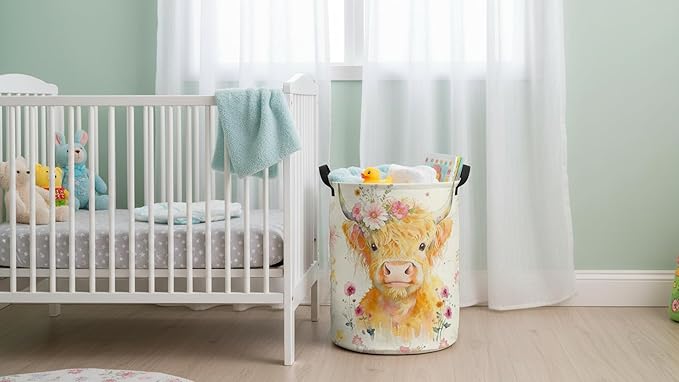 19.7" Laundry Basket,Dirty Clothes Hamper,Waterproof Storage Bin,Room Decor,Gift Baskets,Nursery Hamper(Yellow Calf)