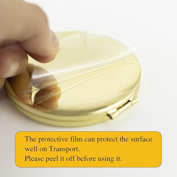 Golden Compact Mirror for Purse, Double-Sided 1X/2X Magnifying, Portable Travel Makeup Mirror, Folding Mini Pocket Mirrors(Gold)