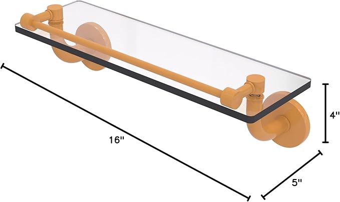 Allied Brass RM-1-16-GAL-GLY Remi Collection 16 Inch Glass Vanity Shelf with Gallery Rail, Golden Yellow