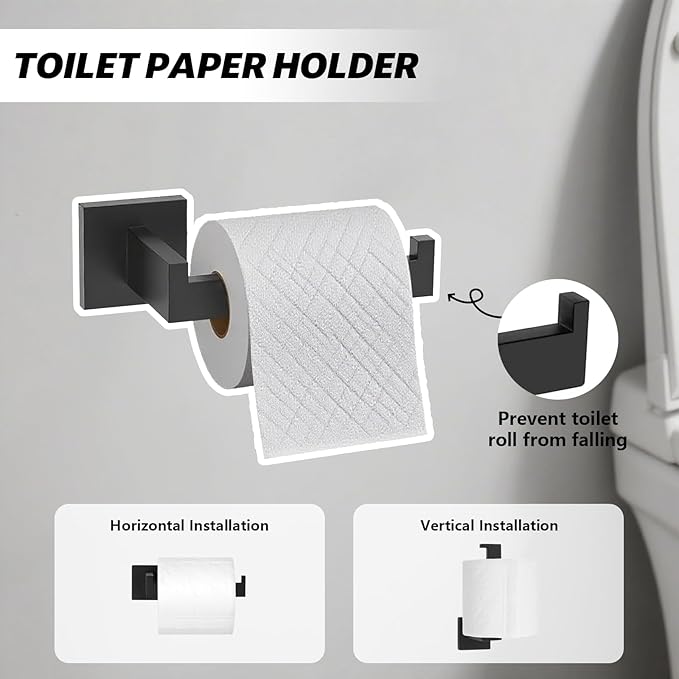 10 Pieces Bathroom Accessories Set, S304 Stainless Steel Bath Towel Bar Set, Towel Bar, Towel Racks for Bathroom, Toilet Paper Holder, Robe Towel Hooks, Toilet Paper Holder Wall Mounted (10 Piece)