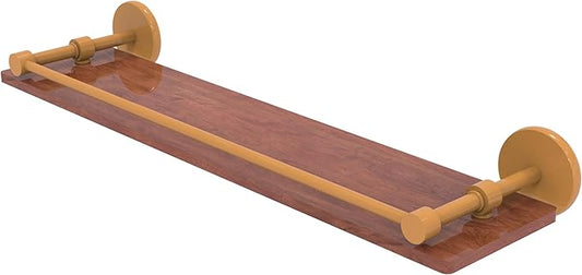 Allied Brass P1000-1-22-GAL-IRW-GLY Prestige Skyline Collection 22 Inch Solid IPE Ironwood Shelf with Gallery Rail, Golden Yellow