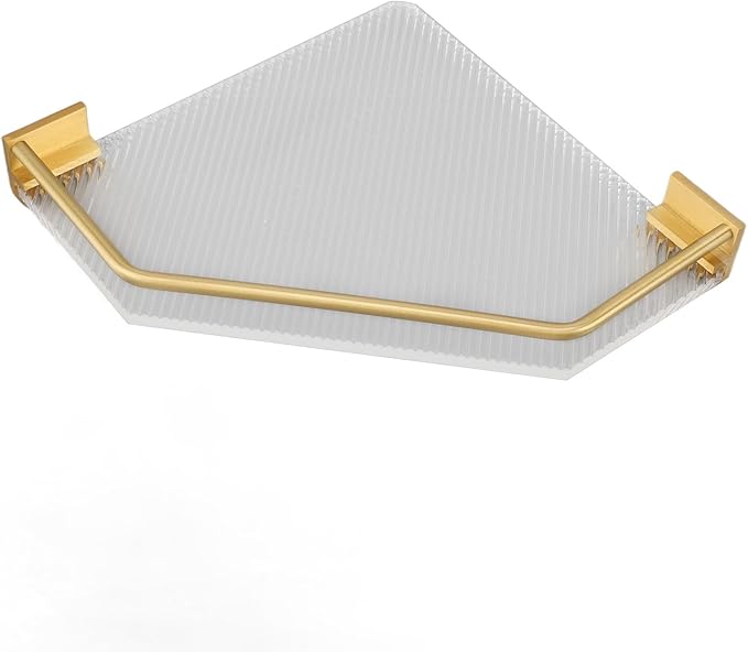 Wall Mounted Corner Shelf, Strong Load Bearing Capacity Triangular Acrylic Corner Floating Shelf for Bathroom (Without Hook)