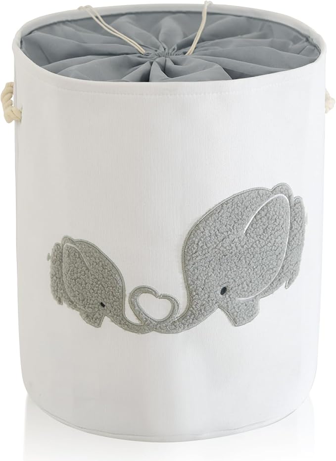 INough Baby Hamper Extra Large Nursery Hamper, 58L Kids Toys Basket Laundry Basket for Baby's Dirty Clothes Collapsible Storage Basket Canvas Clothes Hamper Toy Box Dorm Room Essentials for College