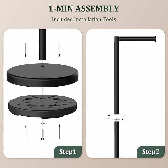 Matte Black Toilet Paper Holder Stand, Free Standing Toilet Paper Holder for Bathroom, 304 Stainless Steel Rustproof Toilet Paper Stand Storage for 4 Rolls(Fits All Rolls)