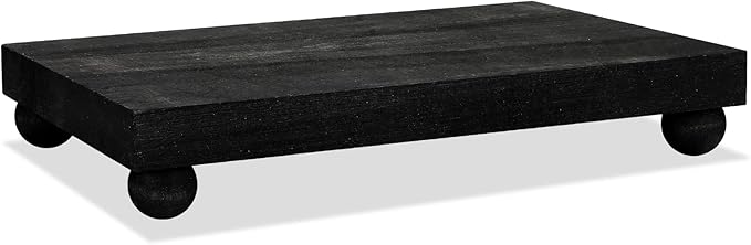 Amyhill Wood Pedestal Stand Kitchen Soap Tray Farmhouse Wooden Riser Stand for Kitchen Bathroom Counter Table Decor Plant Candle Vases Display(Classic,Black,9 x 6 Inch)